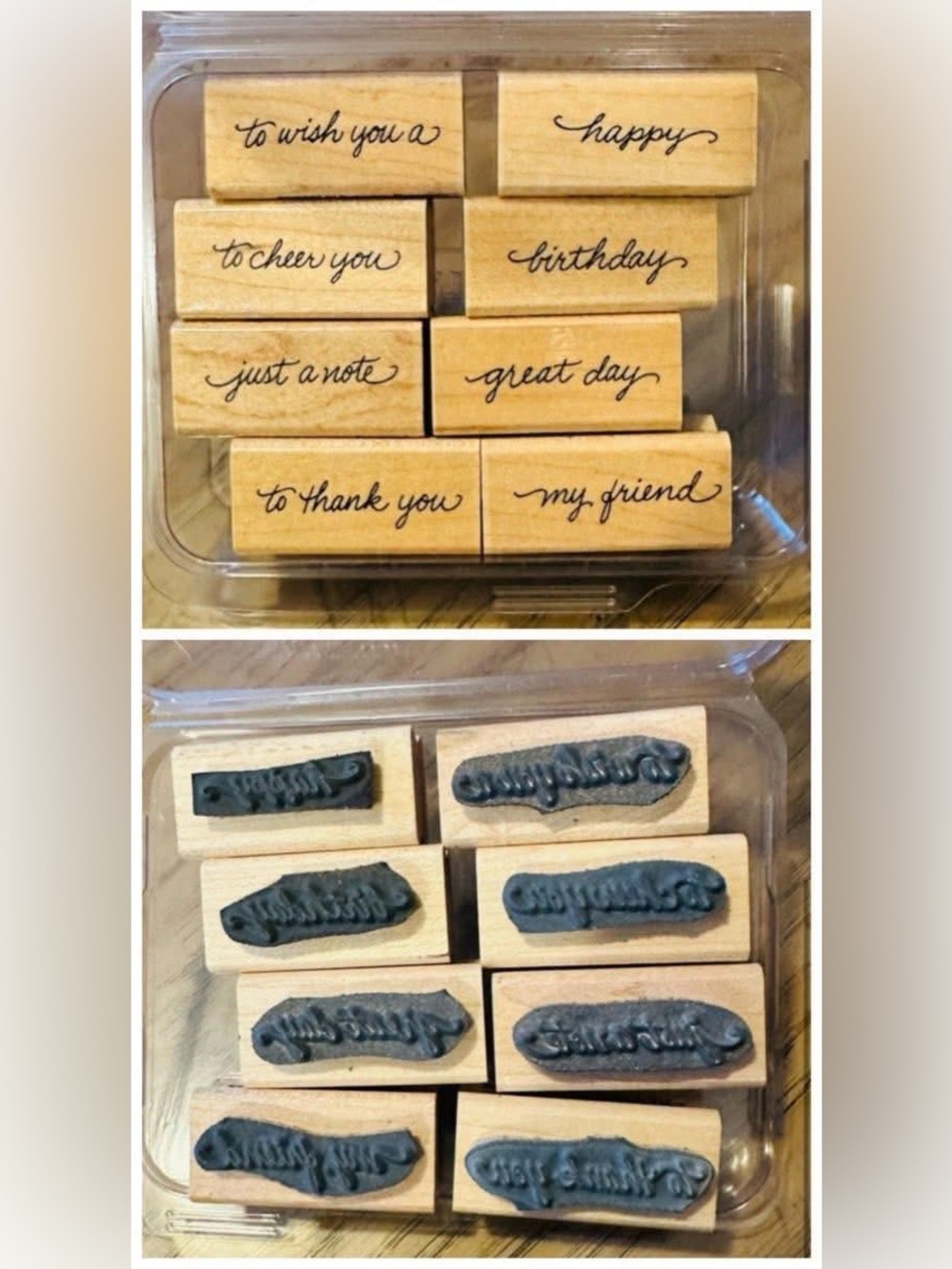 Stampendous Wood Mounted Rubber Stamp Set Birthday & Greetings Sentiments